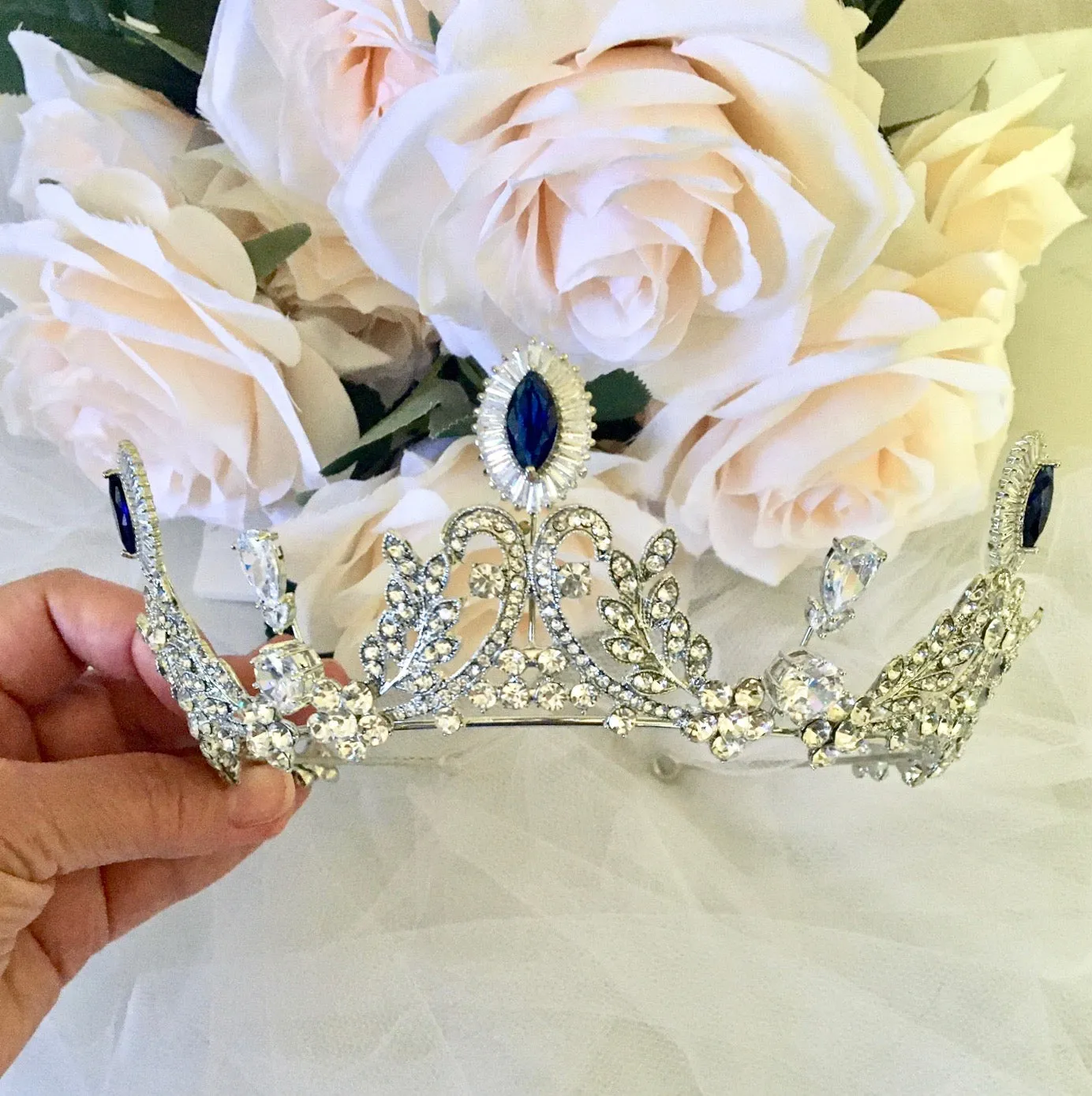 "Mara" - Blue Cubic Zirconia Bridal Tiara