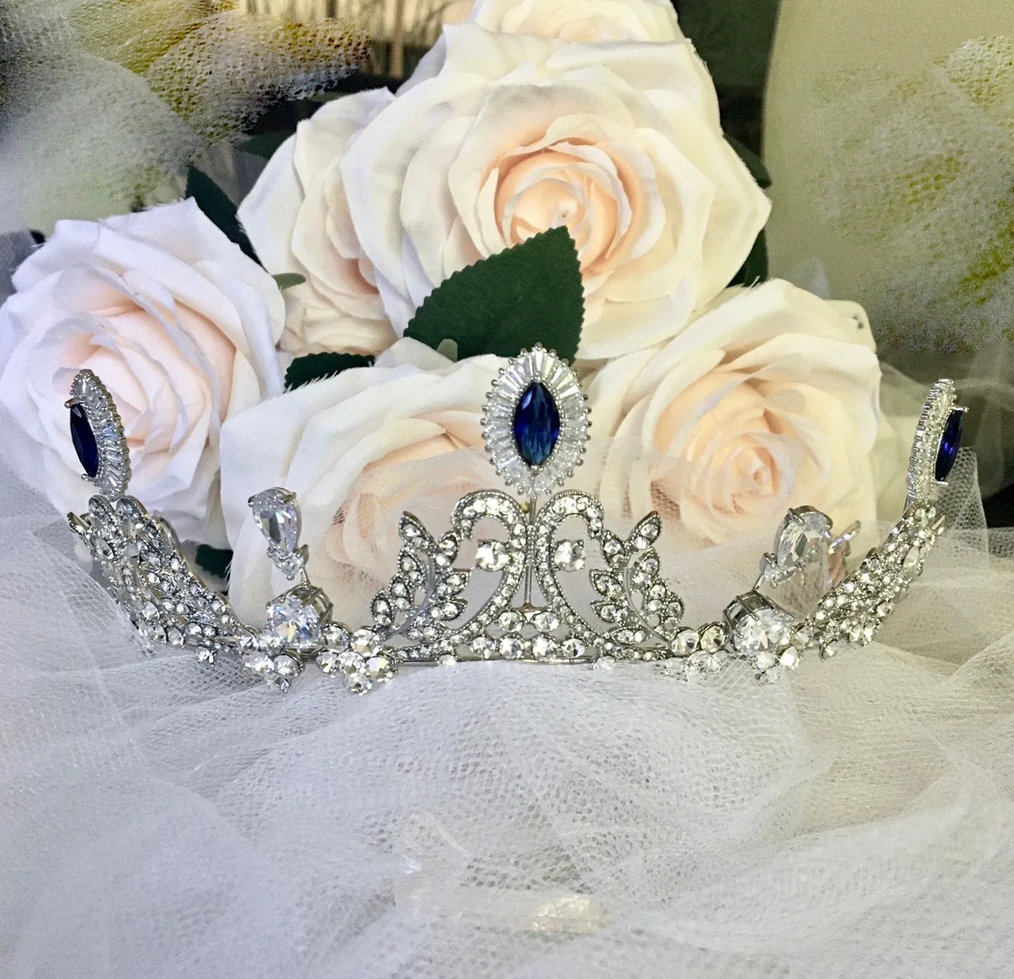 "Mara" - Blue Cubic Zirconia Bridal Tiara