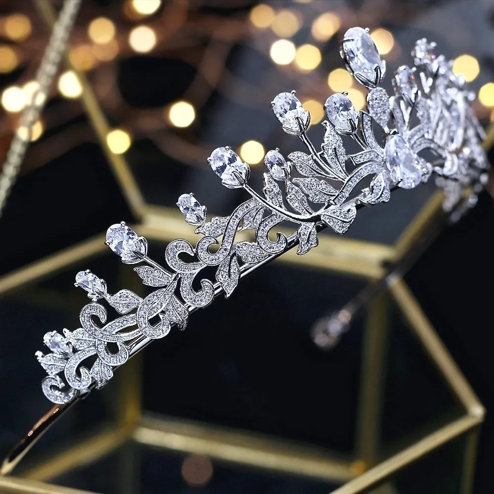 "Marcia" - Silver Cubic Zirconia Bridal Tiara