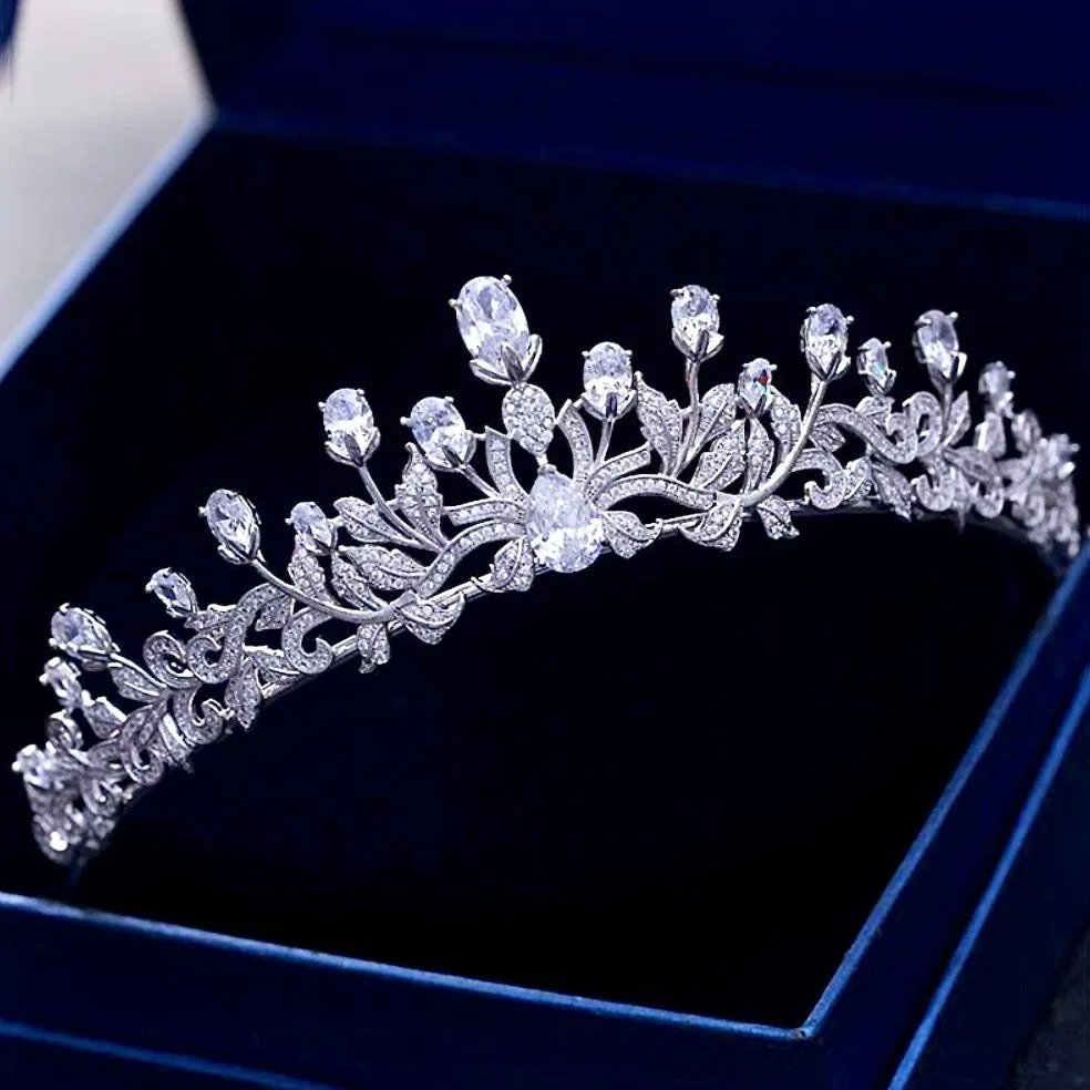 "Marcia" - Silver Cubic Zirconia Bridal Tiara