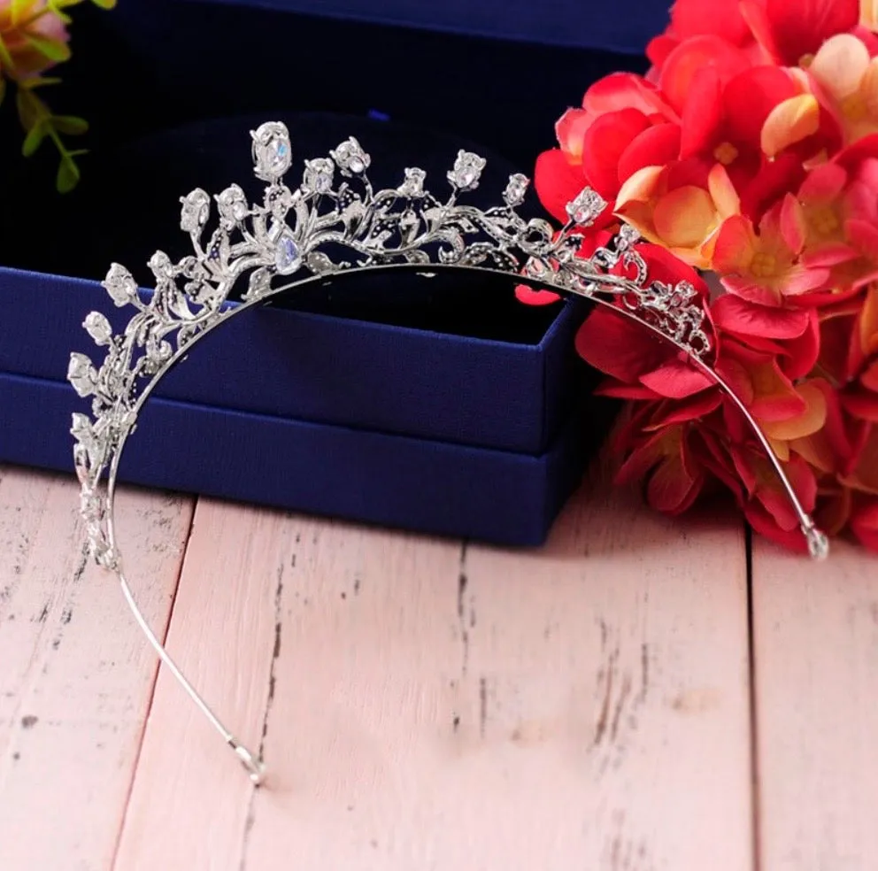 "Marcia" - Silver Cubic Zirconia Bridal Tiara