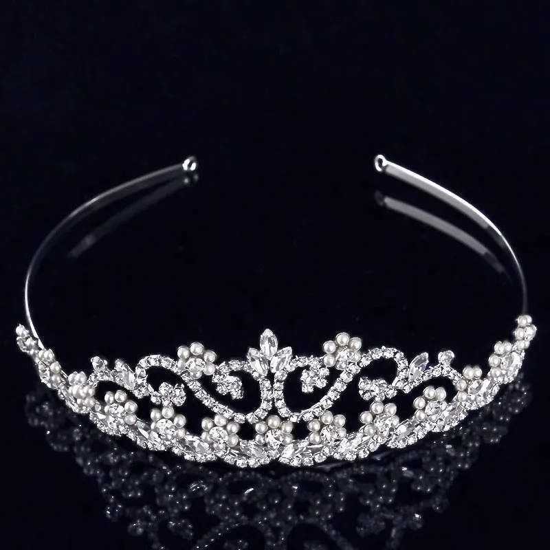 "Morgan" - Wedding Pearl and Cubic Zirconia Tiara