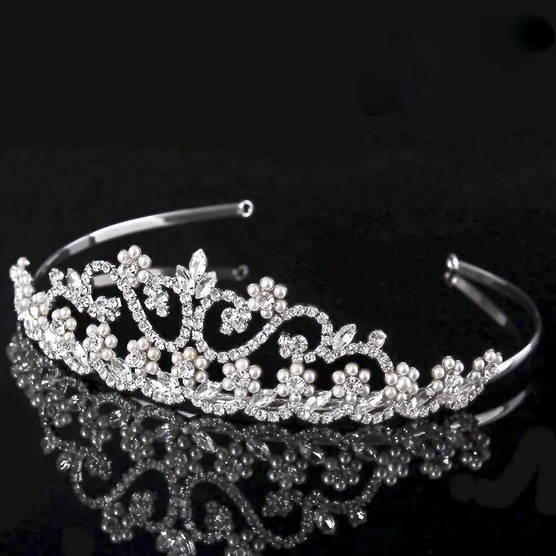 "Morgan" - Wedding Pearl and Cubic Zirconia Tiara