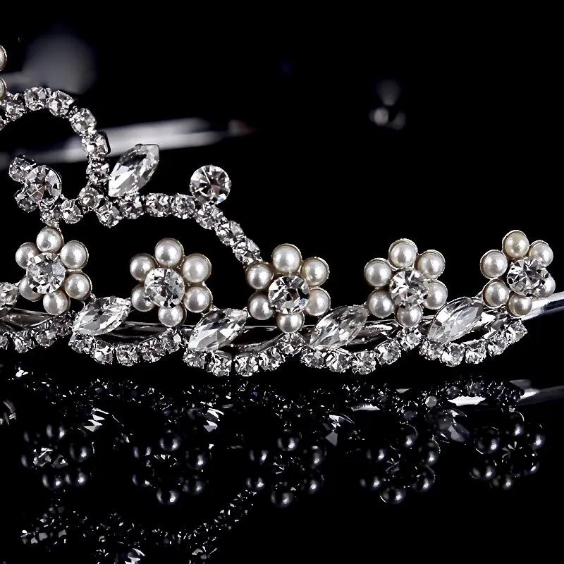 "Morgan" - Wedding Pearl and Cubic Zirconia Tiara