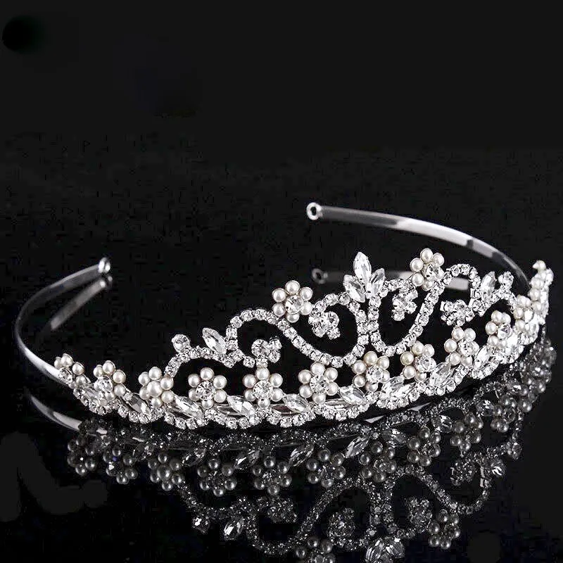 "Morgan" - Wedding Pearl and Cubic Zirconia Tiara