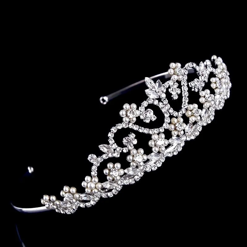 "Morgan" - Wedding Pearl and Cubic Zirconia Tiara