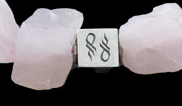 Raw Rose Quartz Centerpiece Natural Gemstone Bracelet