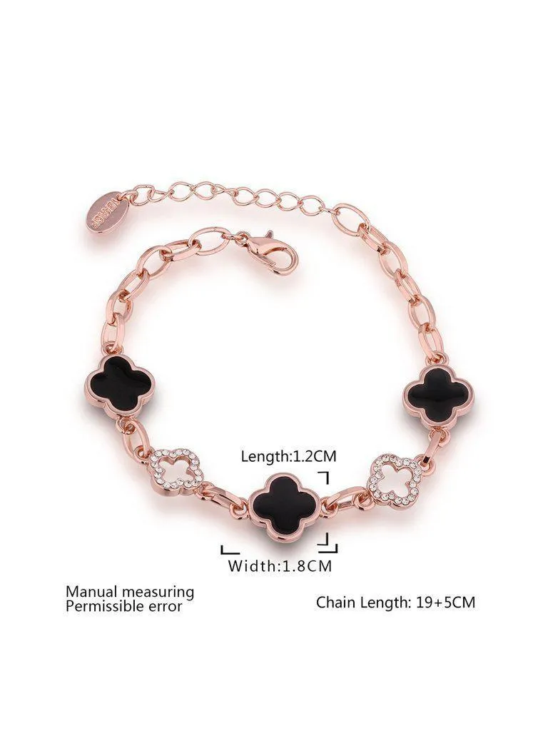 Rhinestone Flower Design Chain Bracelet