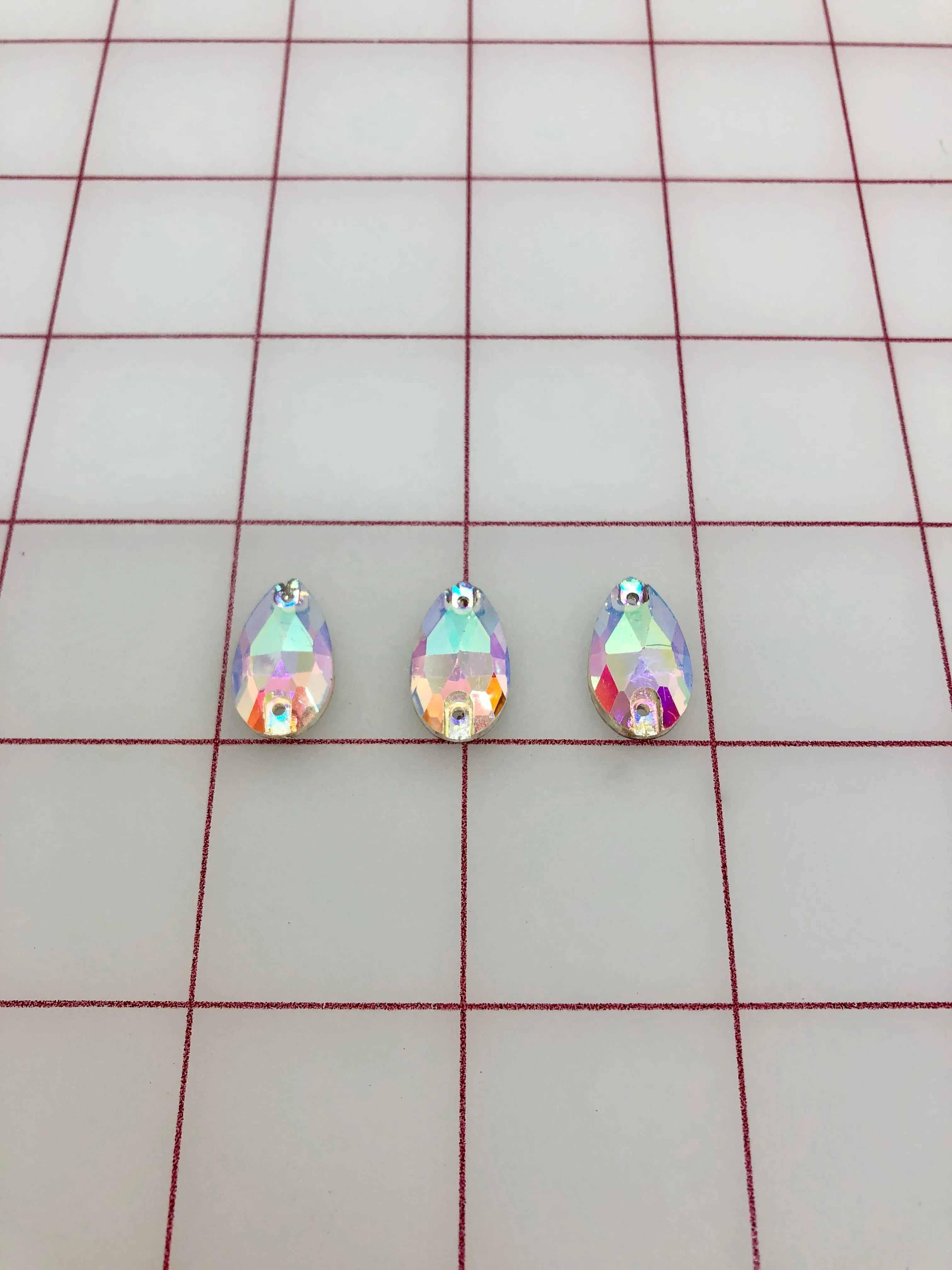 Rhinestones - 10x18mm Czech "Bright-Cut" Crystal AB Pear-Shape Sew-On