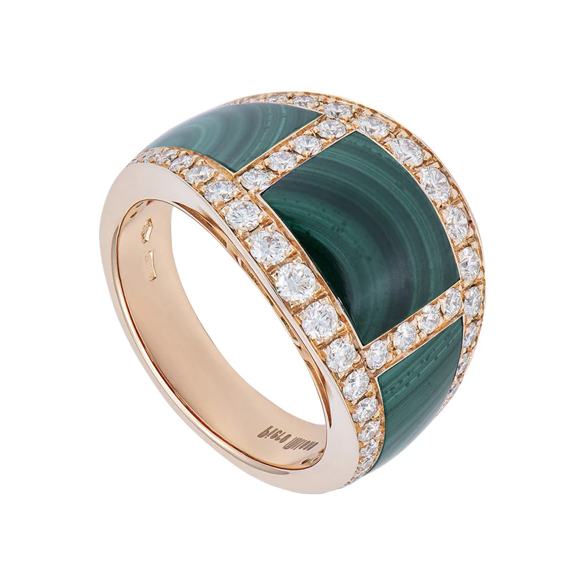 Ring with Diamonds and Malachite