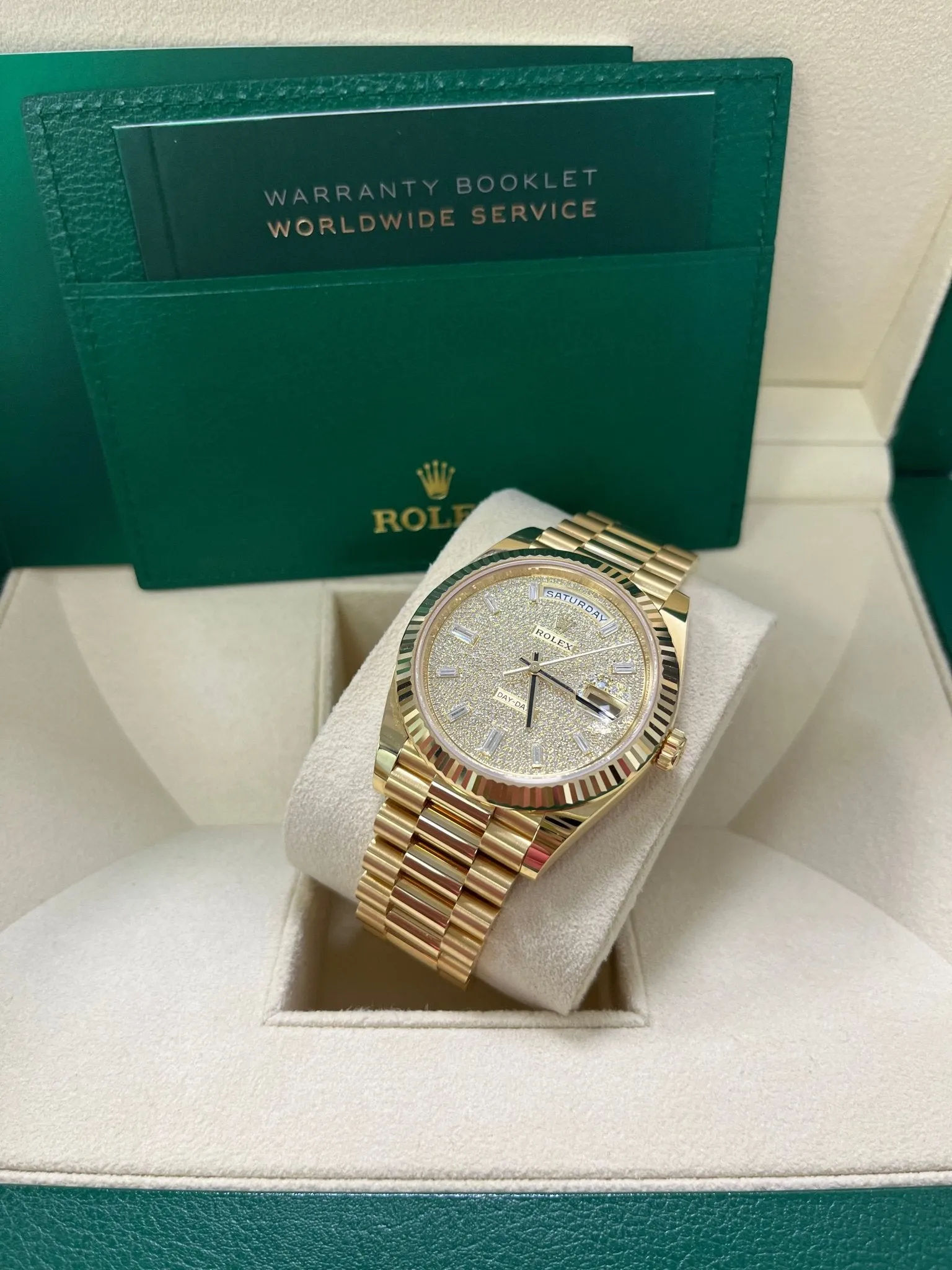 Rolex Day-Date 40mm Yellow Gold Pave Dial 228238