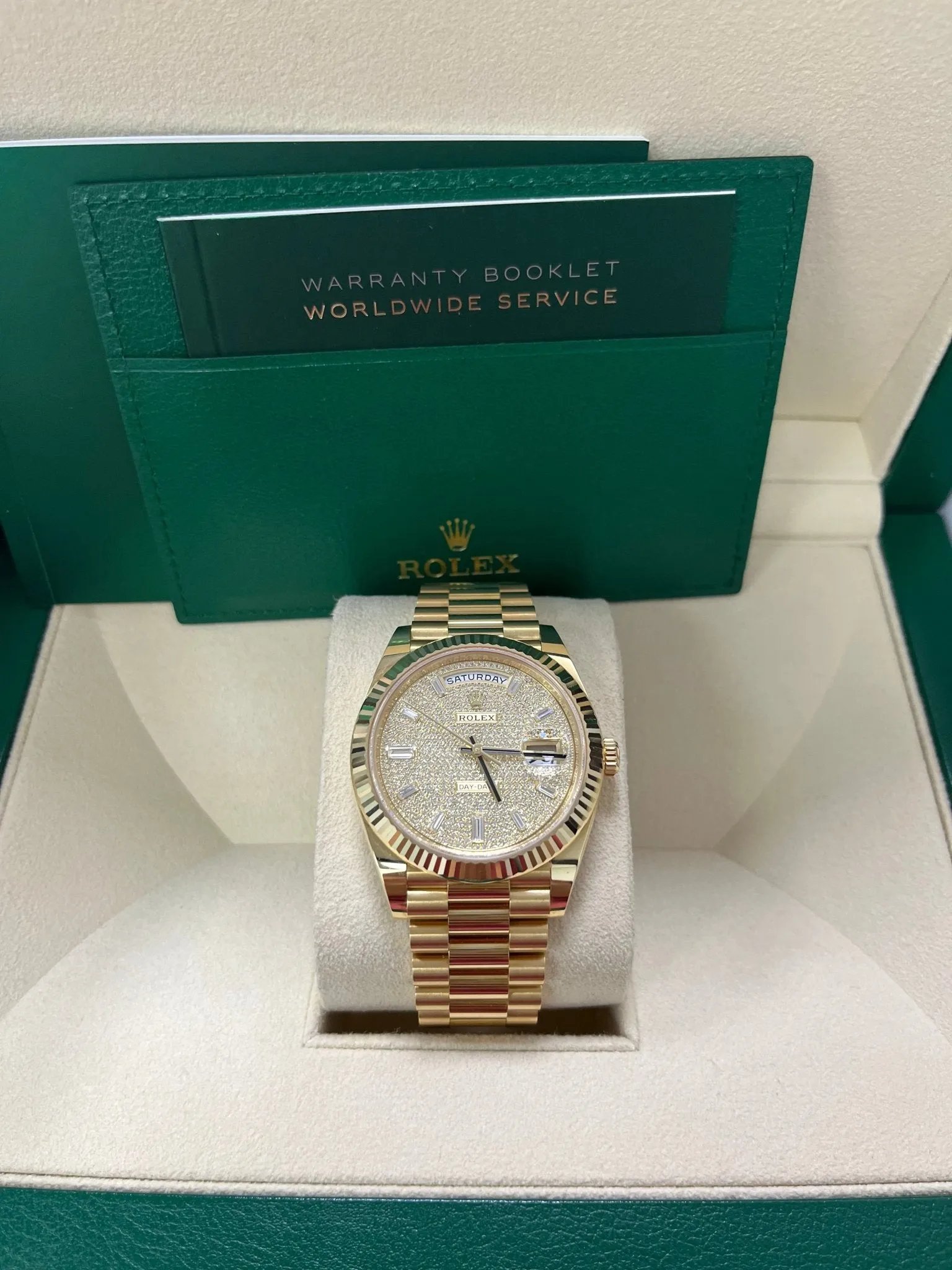 Rolex Day-Date 40mm Yellow Gold Pave Dial 228238