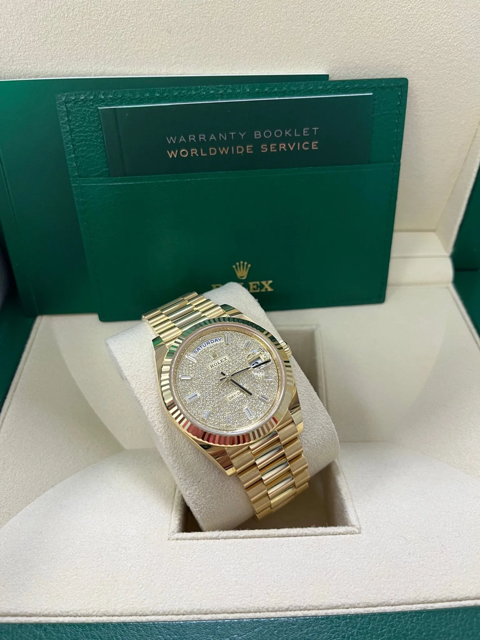 Rolex Day-Date 40mm Yellow Gold Pave Dial 228238