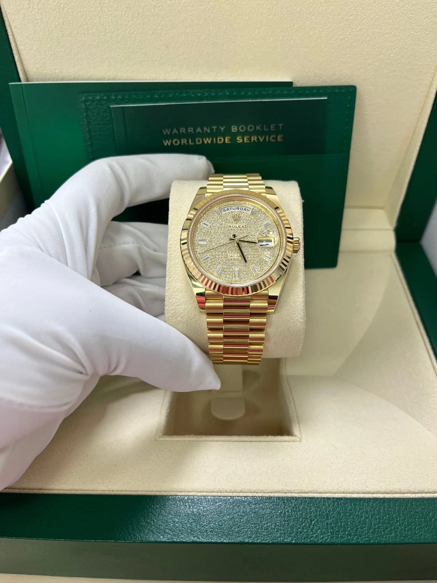 Rolex Day-Date 40mm Yellow Gold Pave Dial 228238