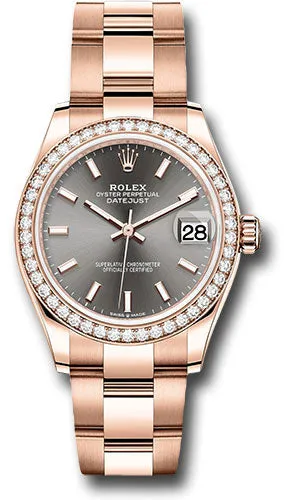 Rolex Everose Gold Datejust 31 Watch - Diamond Bezel - Rhodium Index Dial - Oyster Bracelet 278285RBR dkrhio