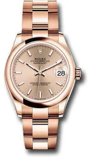 Rolex Everose Gold Datejust 31 Watch - Domed Bezel - RosŽ Index Dial - Oyster Bracelet 278245 rsio