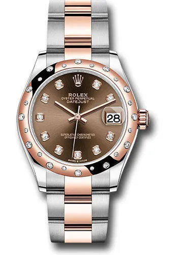 Rolex Steel and Everose Gold Datejust 31 Watch - 24 Diamond Bezel - White Roman Dial - Oyster Bracelet 278341RBR chodo