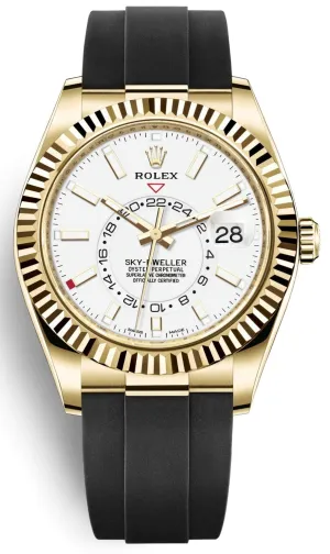 Rolex Yellow Gold Sky-Dweller Watch - White Index Dial - Oysterflex Bracelet  (Ref# 326238)