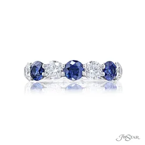 Round Sapphire and Diamond Wedding Platinum Band