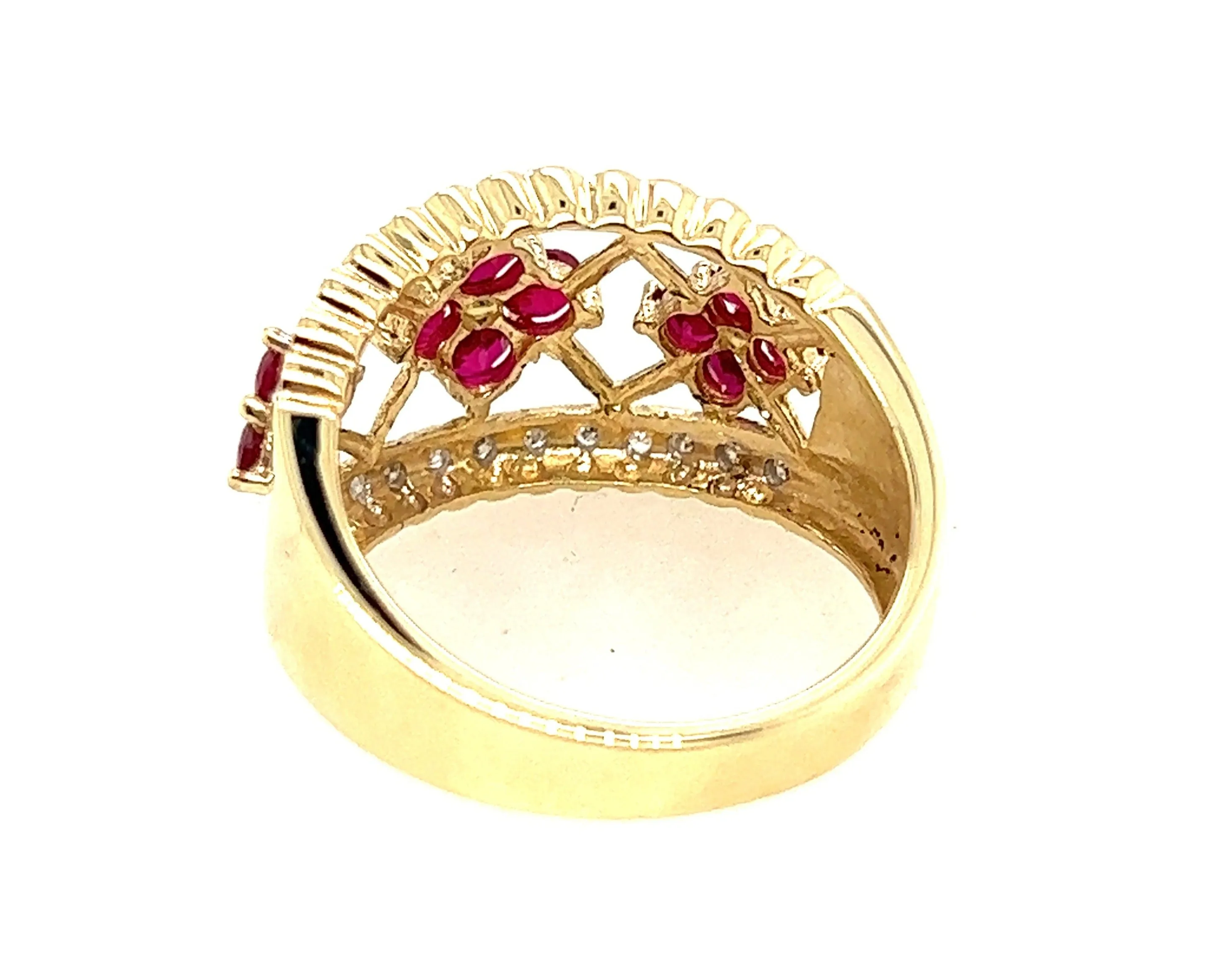 Ruby & Diamond Yellow Gold Floral Dress Ring