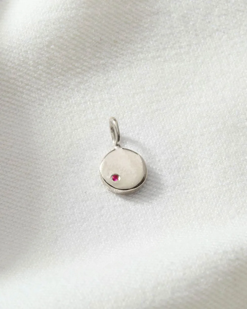 Ruby July Birthstone Disc Charm