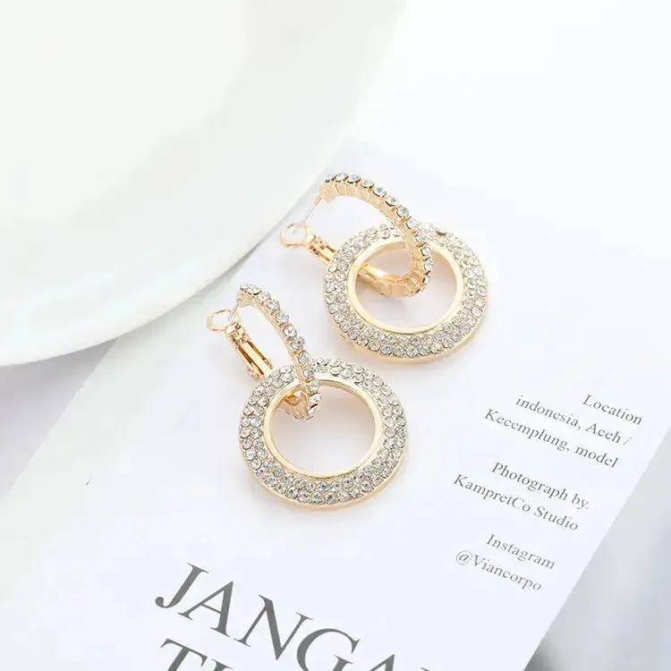 Shiny Double Hoop Drop Earrings