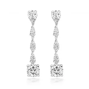 Silver & Co Multipear Large Cushion Cubic Zirconia Drop Earrings SEG0080