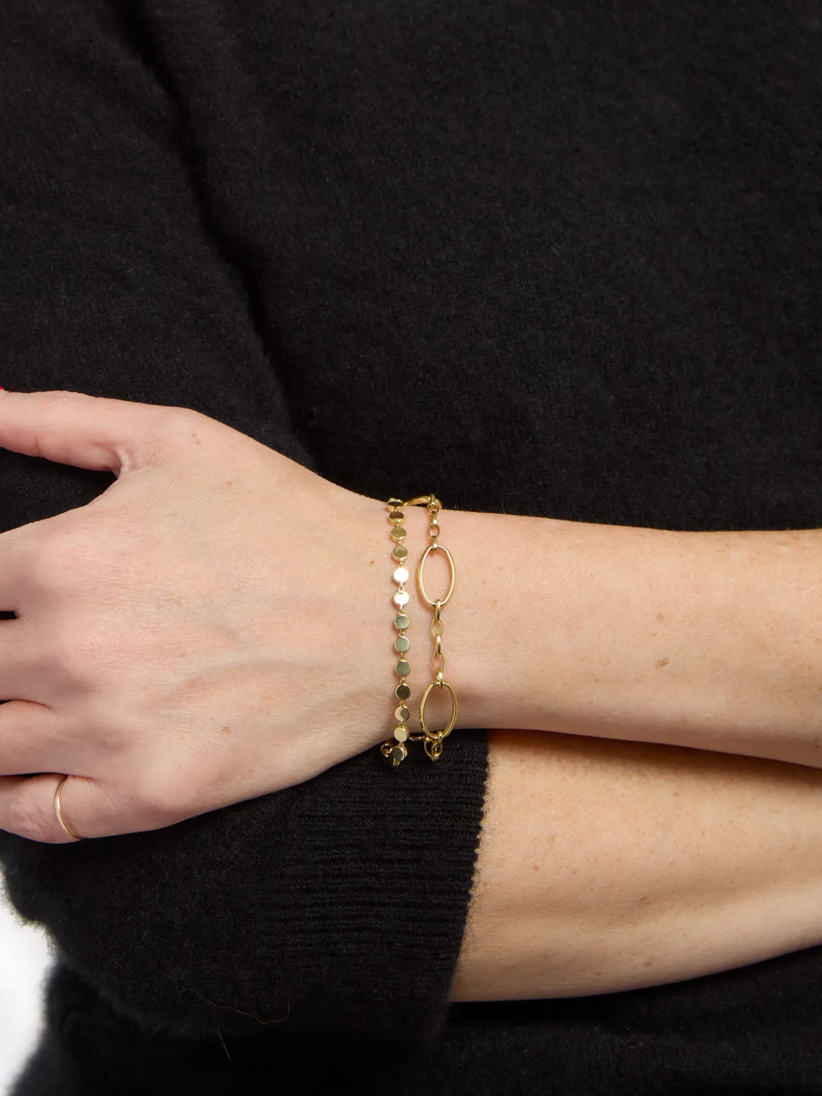 Small & Large Edith Link Yellow Gold Bracelet