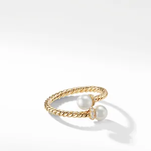 Solari Station Ring in 18K Yellow Gold with Cultured Pearl and Diamonds