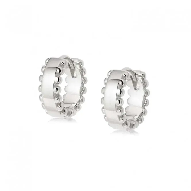 Stacked Beaded Hoop Huggie Sterling Silver Earrings EB8024_SLV