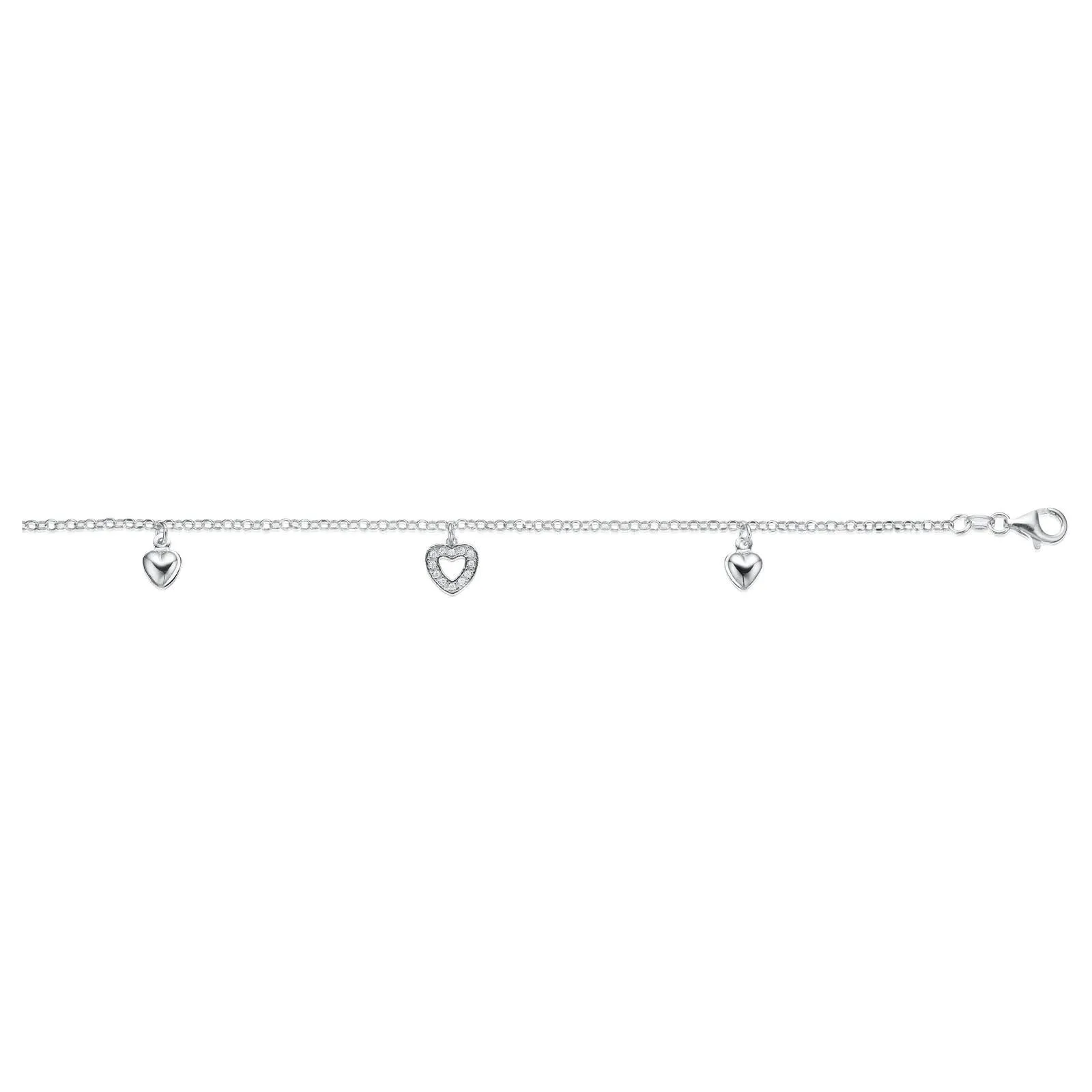 Sterling Silver Cubic Zirconia Heart Bracelet