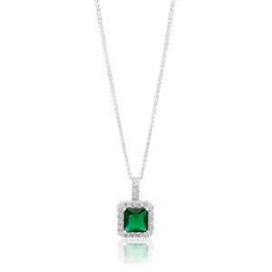 Sterling Silver Green and White Zirconia Pendant