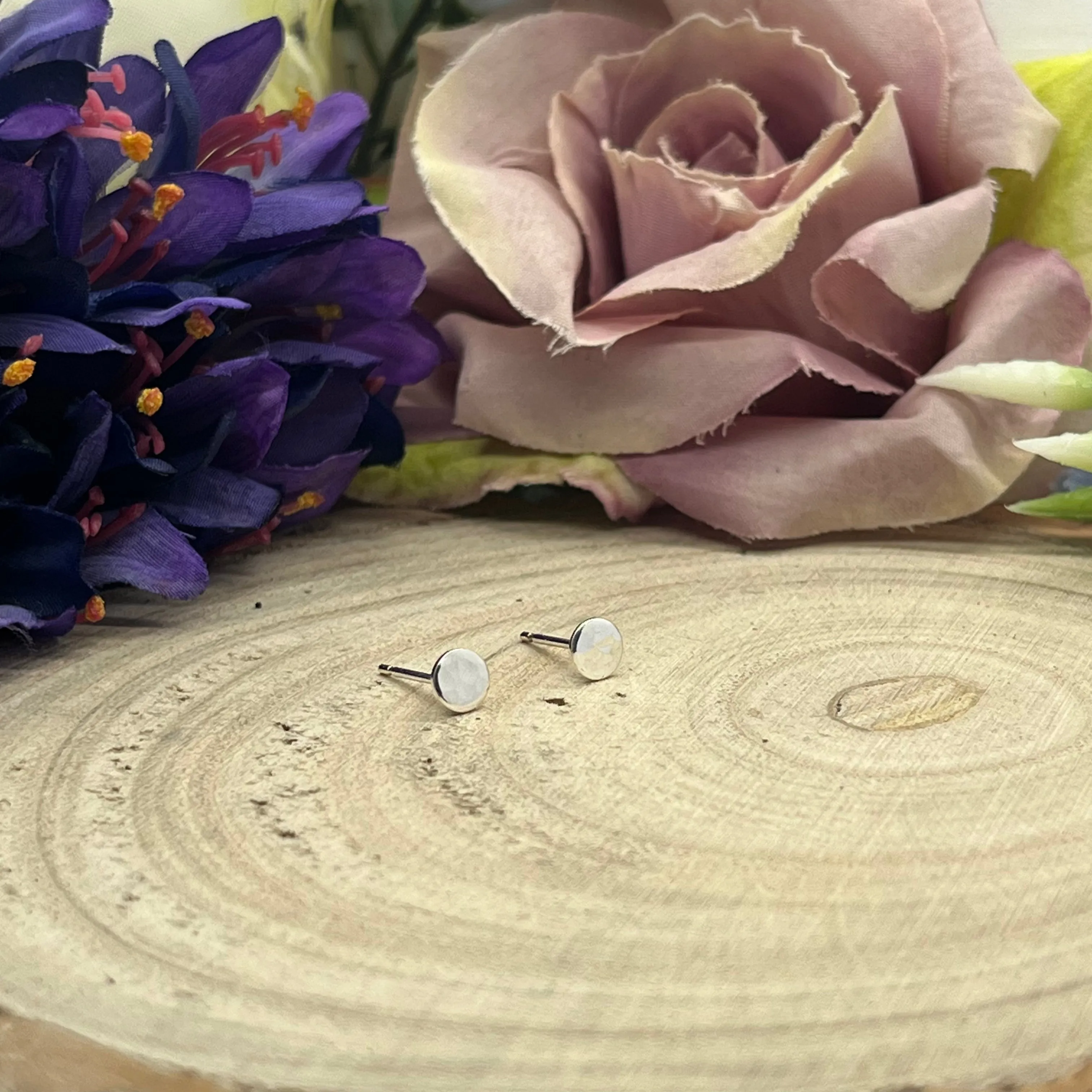 Sterling Silver Sparkly Pebble Stud Earrings