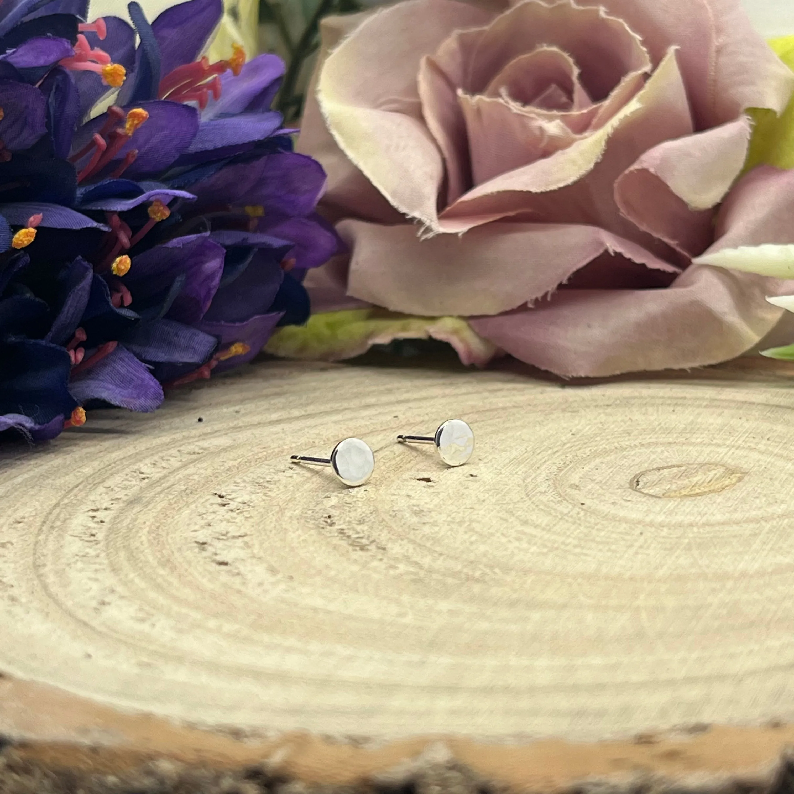 Sterling Silver Sparkly Pebble Stud Earrings