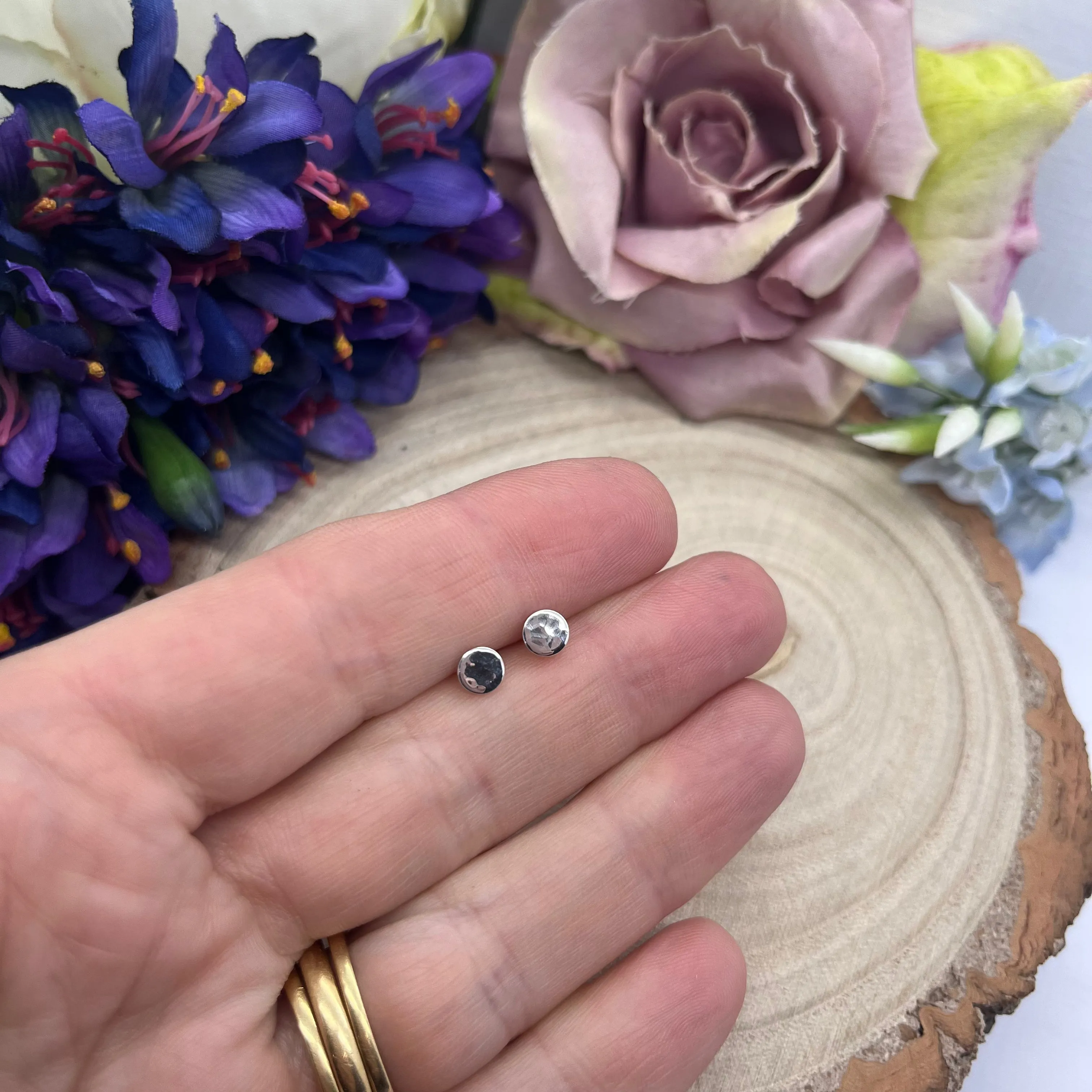 Sterling Silver Sparkly Pebble Stud Earrings