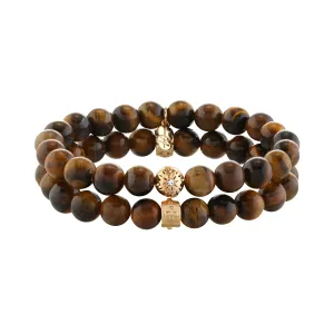 Tiger's Eye Beaded Motif Bracelet Set