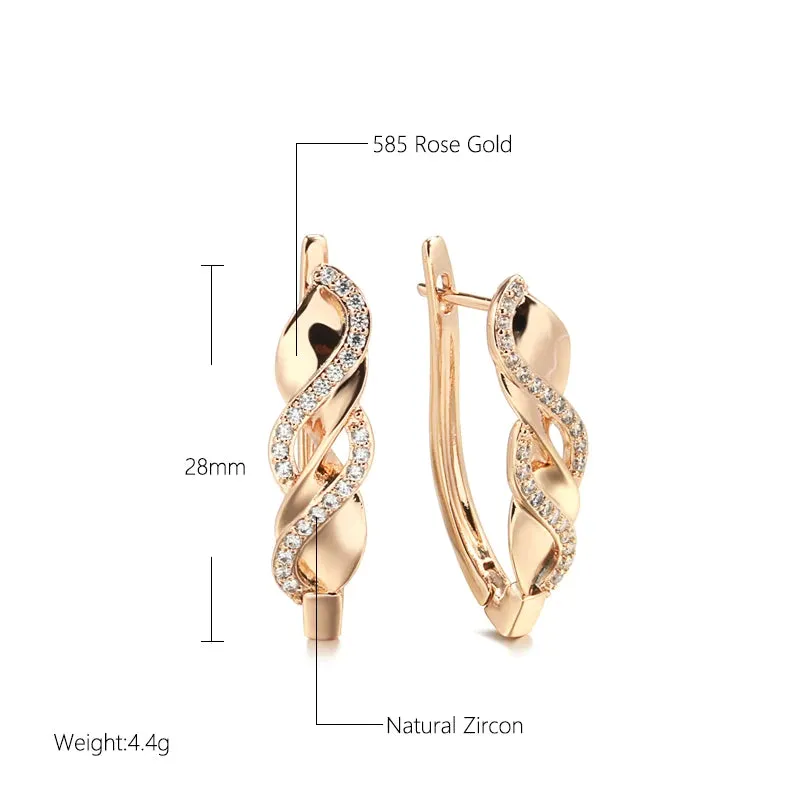 Trendy 585 Rose Gold Zircon Earrings - Luxury Wedding & Ethnic Jewelry for Brides