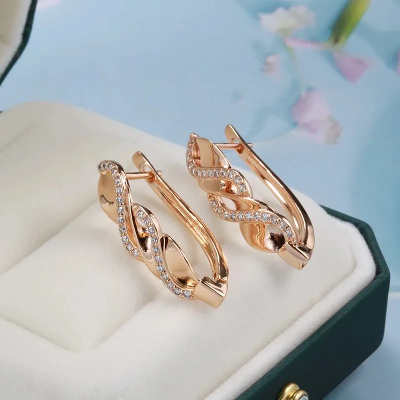 Trendy 585 Rose Gold Zircon Earrings - Luxury Wedding & Ethnic Jewelry for Brides