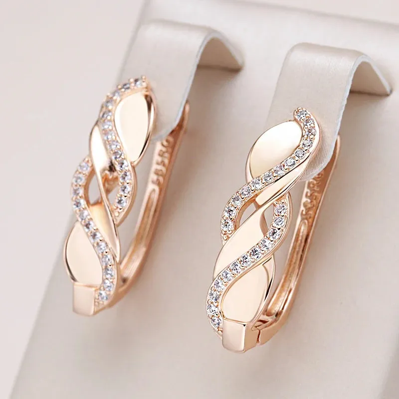 Trendy 585 Rose Gold Zircon Earrings - Luxury Wedding & Ethnic Jewelry for Brides