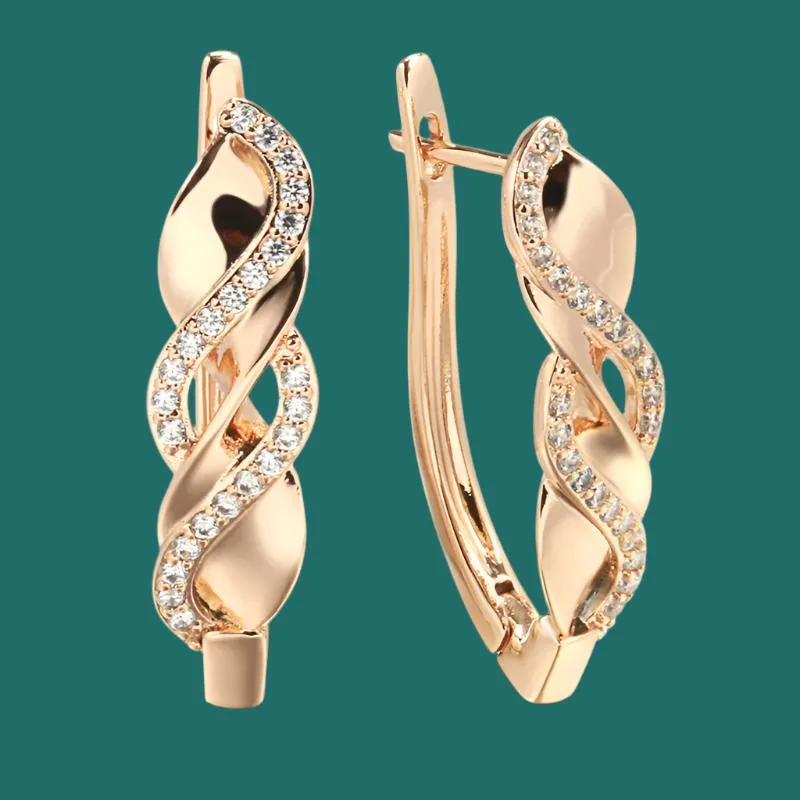 Trendy 585 Rose Gold Zircon Earrings - Luxury Wedding & Ethnic Jewelry for Brides