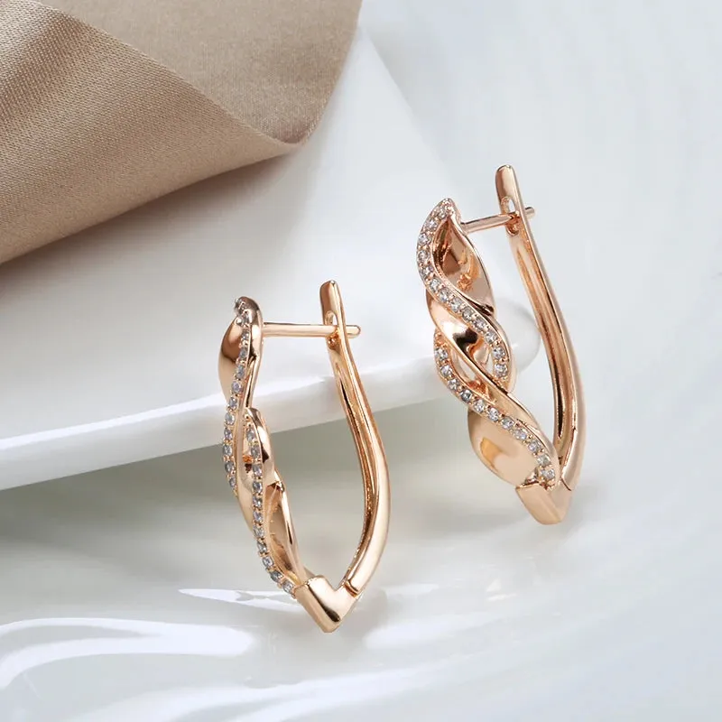 Trendy 585 Rose Gold Zircon Earrings - Luxury Wedding & Ethnic Jewelry for Brides