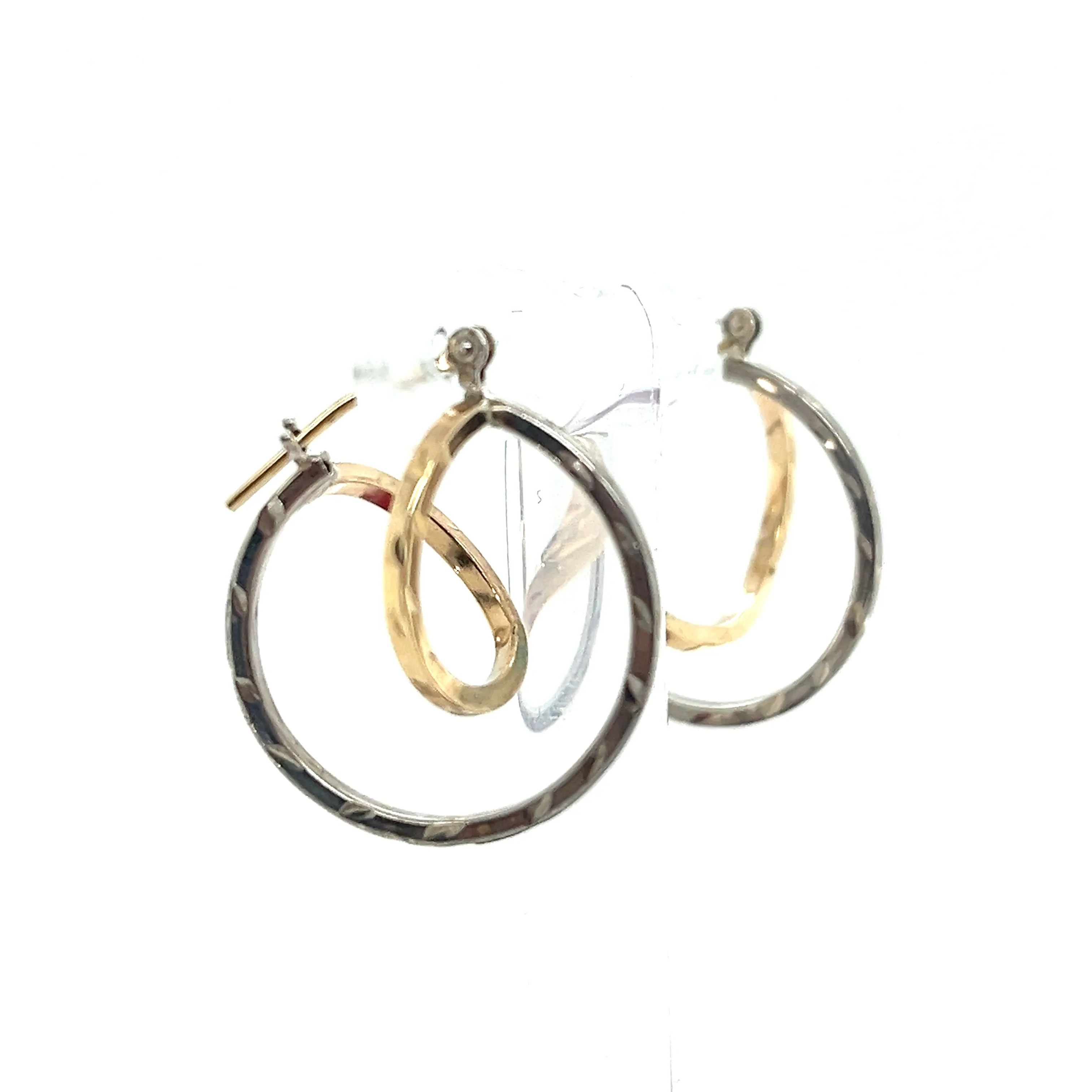 Two-Toned Gold Double Circle Hoop Earrings