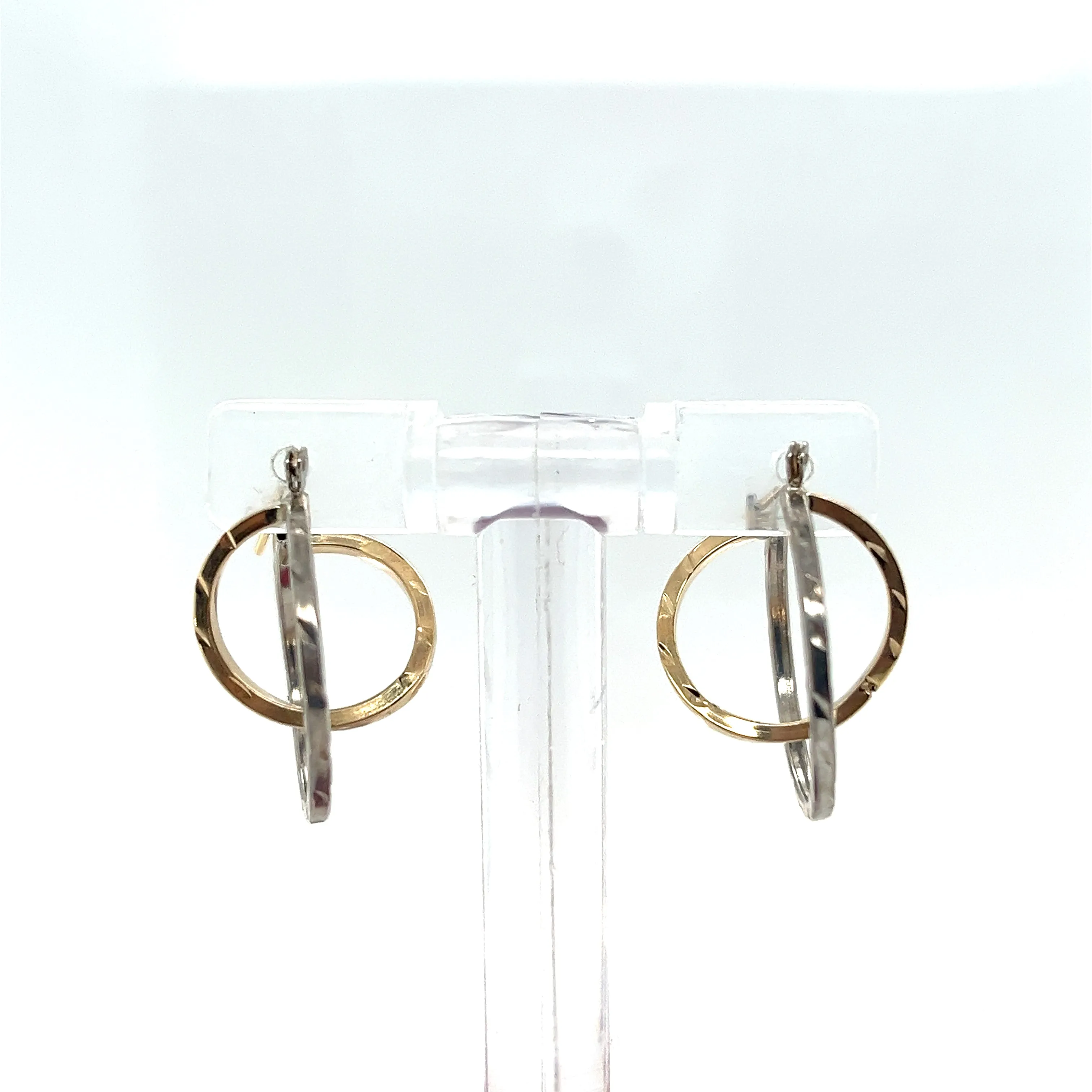 Two-Toned Gold Double Circle Hoop Earrings