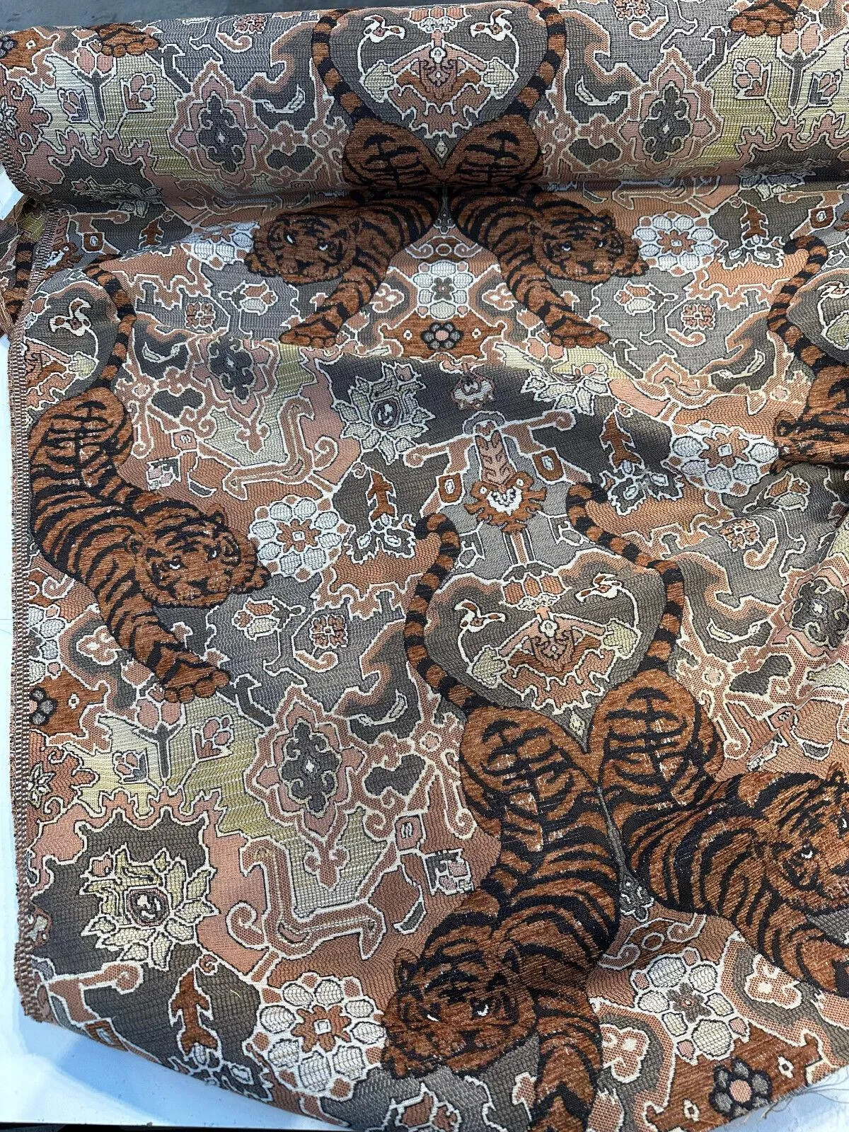 Upholstery Socotra Tibetan Tiger Amber Swavelle TFA Chenille Fabric By The Yard