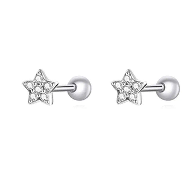 VAIGE 925 Sterling Silver Star and Butterfly Stud Earrings with Zircon and Snowflake Design, Fine Jewelry