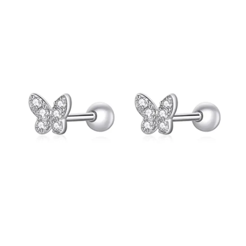 VAIGE 925 Sterling Silver Star and Butterfly Stud Earrings with Zircon and Snowflake Design, Fine Jewelry