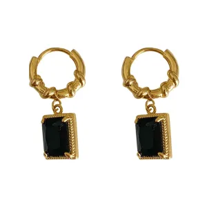 VAIGE Black Zircon Drop Earrings with Geometric Design, Elegant Cubic Zirconia Pendant for Anniversary Gifts