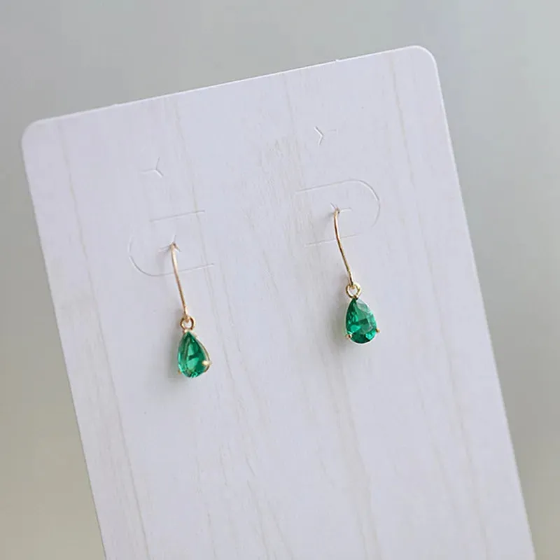 VAIGE Elegant Green Zircon Water Drop S925 Sterling Silver Stud Earrings