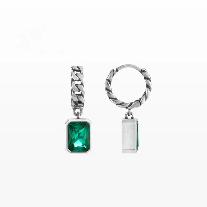 VAIGE Elegant Silver & Green Zircon Huggie Earrings