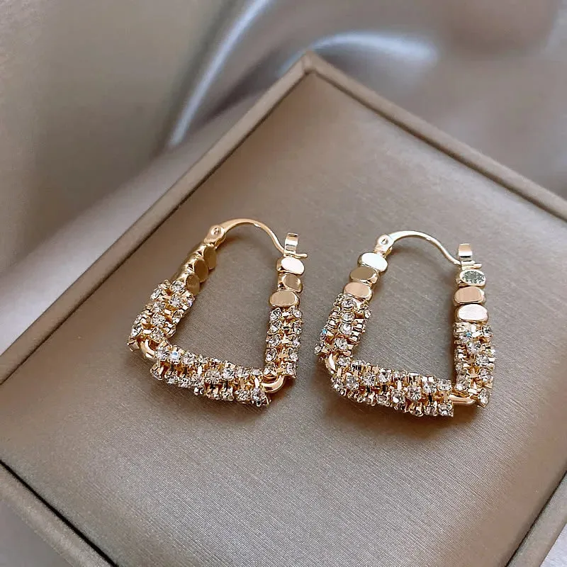 VAIGE Geometric Irregular Micro Set Zircon Drop Earrings in Luxury Copper Alloy for Fashion Enthusiasts